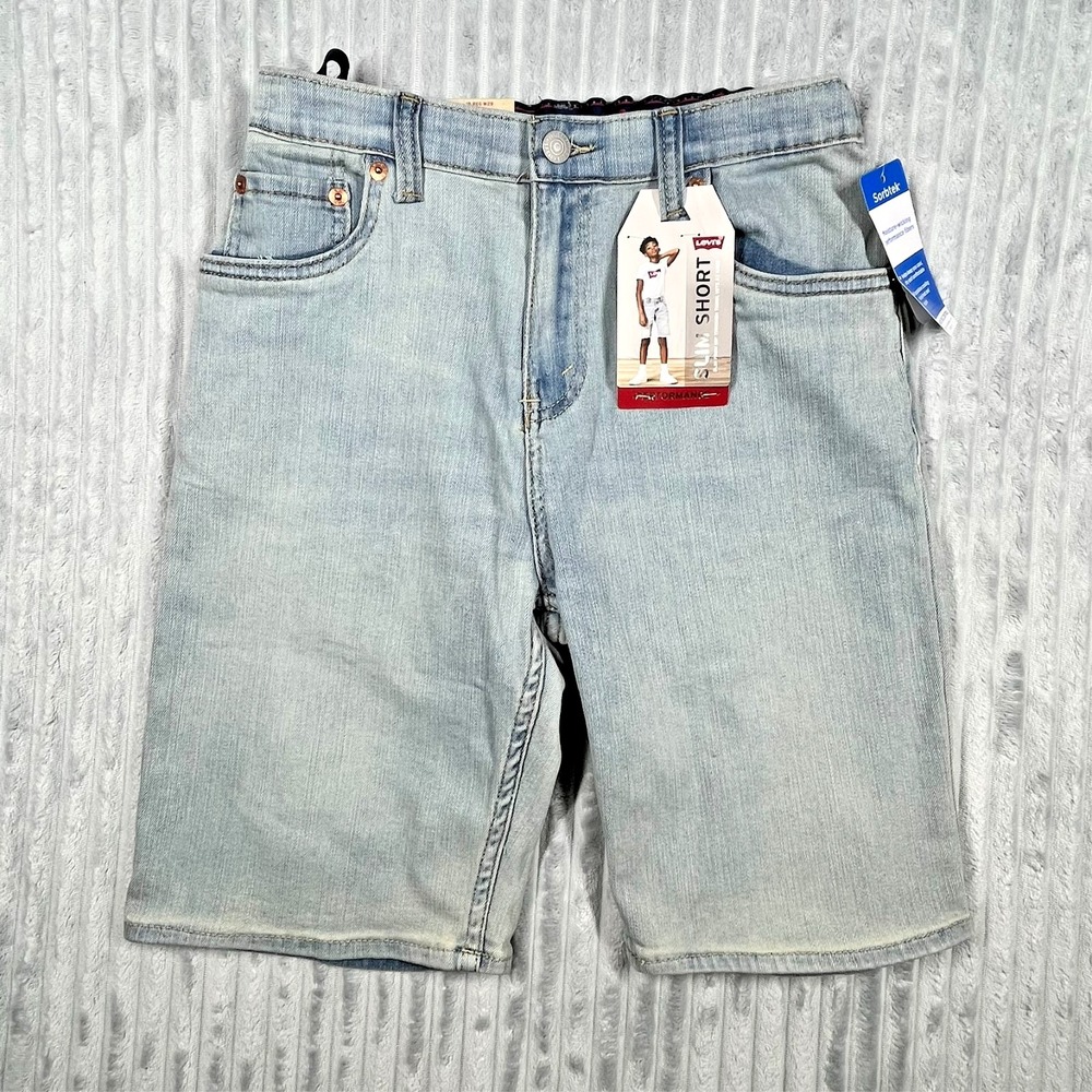 Levi's Slim Short‎ Youth 18 Reg Light Wash Stretch Comfort Adjustable Waistband